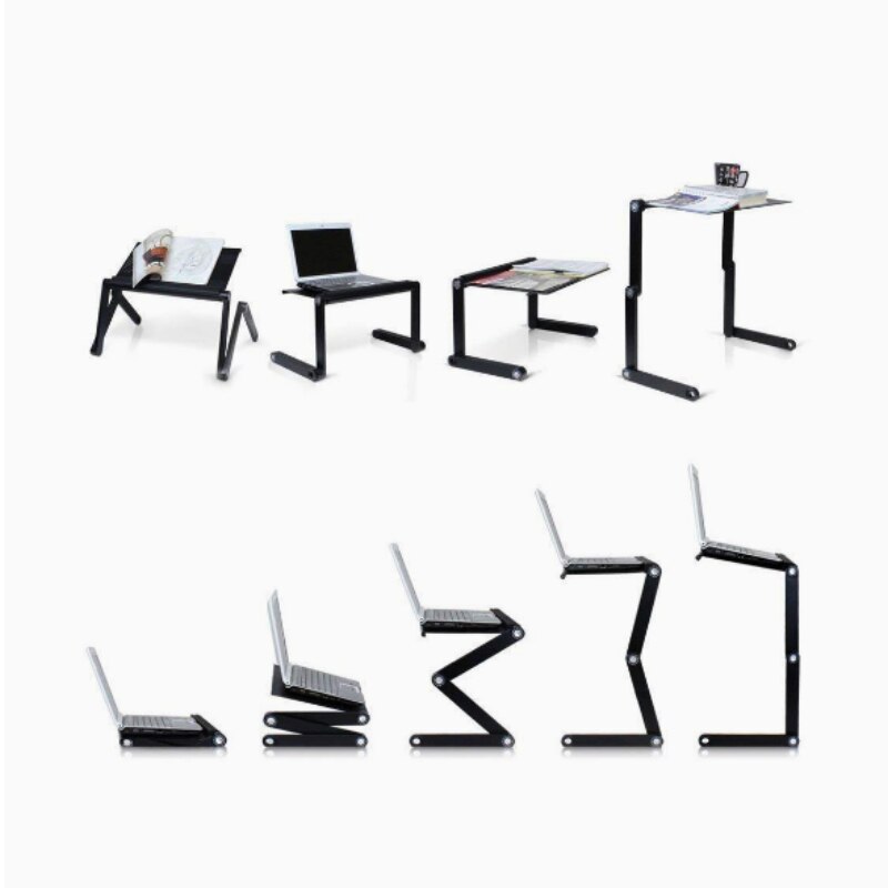 Aluminum Alloy Adjustable Laptop Table ,Portable Folding Computer Desk With Mouse Pad&Vented Fan