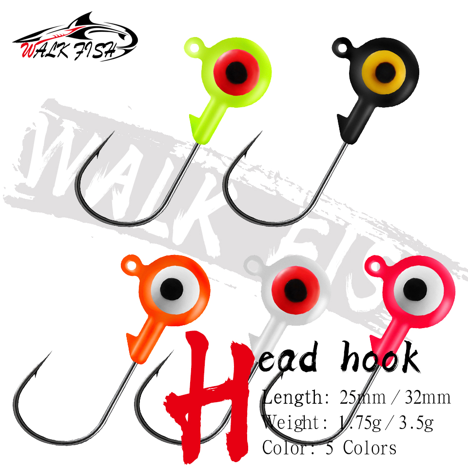 WALK FISH 5 Stück Jig-Kopf-Angelhaken, 1,75 g, 3,5 g Angelhaken, Bleikopf, Jig-Köder, harter Köder, weicher Wurm, Jighaken für weichen Wurm