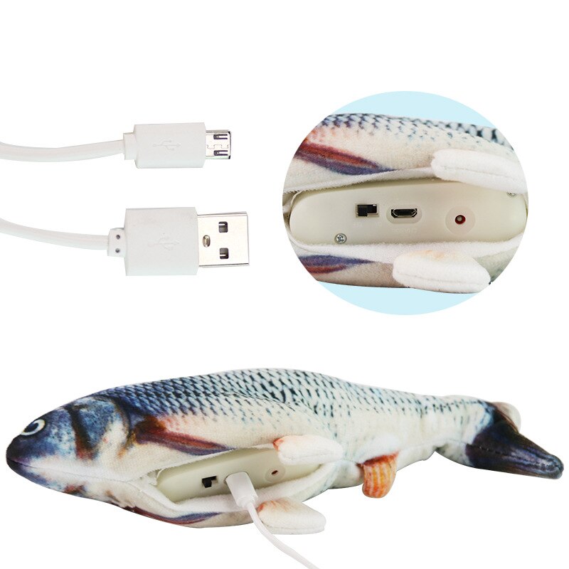 Pez electrónico juguete para gatos carga USB eléctrico pez de imitación juguetes para perro gato masticando jugando morder, suministros para mascotas