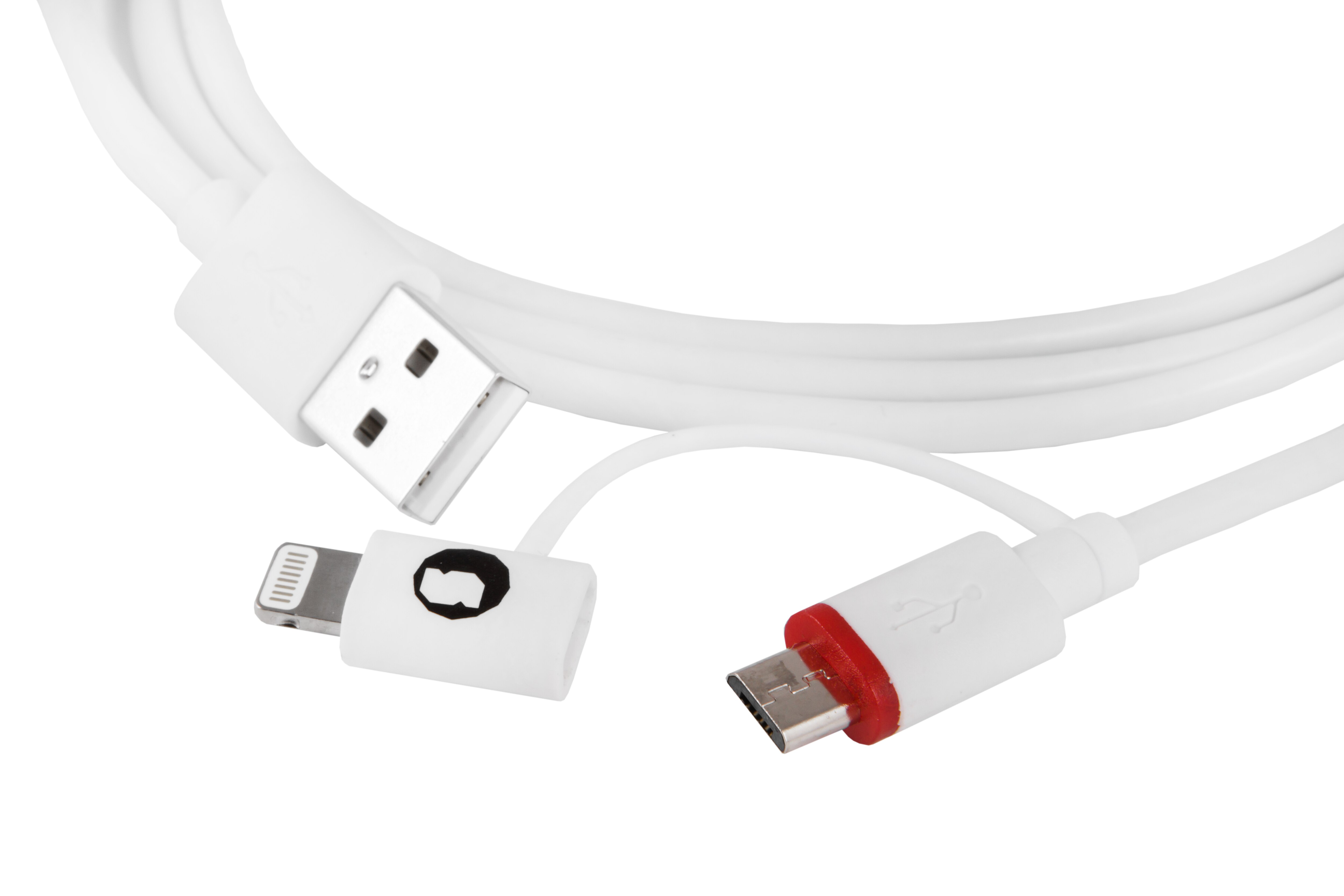 Zilveren Ht 93640 Mfi Combo Kabel Met Micro Usb En 1.5M Lightning, Witte Kleur