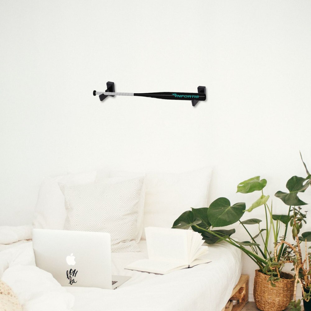 Baseball Bat Display Rack Wall Mounted Bat Holder Bamboo Bat Display Case for Placing Baseball Bat Softball Bat Hockey Stick (