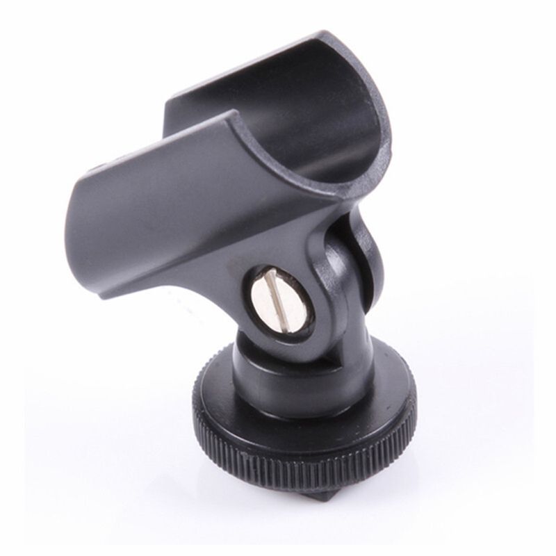 Microphone Clip Stand 19mm Plastic Mic Holder Clip with Shoe For DSLR Camera LX9B