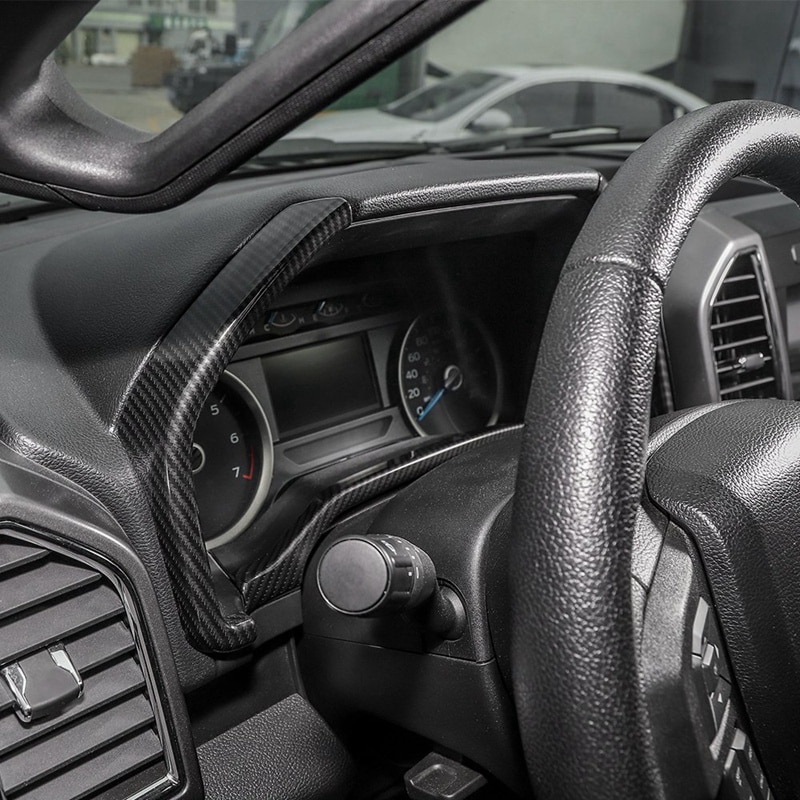 Car Carbon Fiber Grain Dashboard Instrument Box Frame Cover Trim for