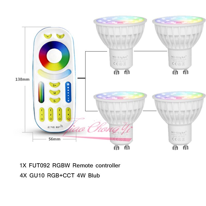 Mi Light – ampoule Led 4W GU10 RGB CCT(2700-6500K), décoration d&#39;intérieur, avec télécommande RF 2.4G
