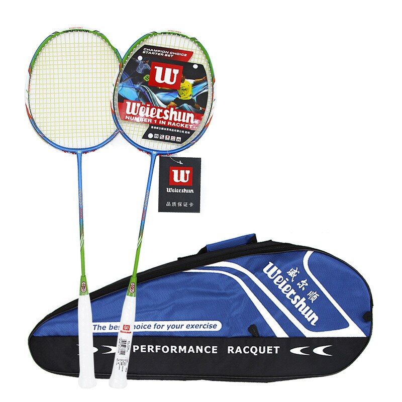 Weiershun Paired Badminton Racket 2600-A 3600 1900 1300 1100 Carbon Fibe Badminton Racket Beginner With Bag: 3600-A Blue