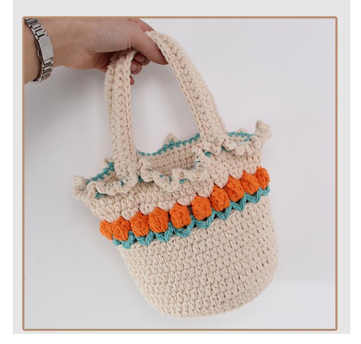 Gehaakte strandtas voor meisjes zomer stro touw uitgehold handgeweven tas dames holle gebreide handtas: Default Title