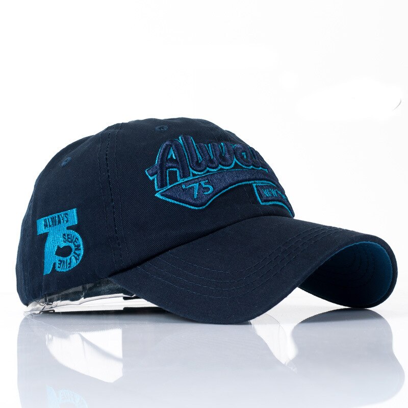 Snapback hat til kvinder mænd bomuld baseball cap afslappet sol hat broderi brev udendørs sport justerbare hætter: Mørkeblå