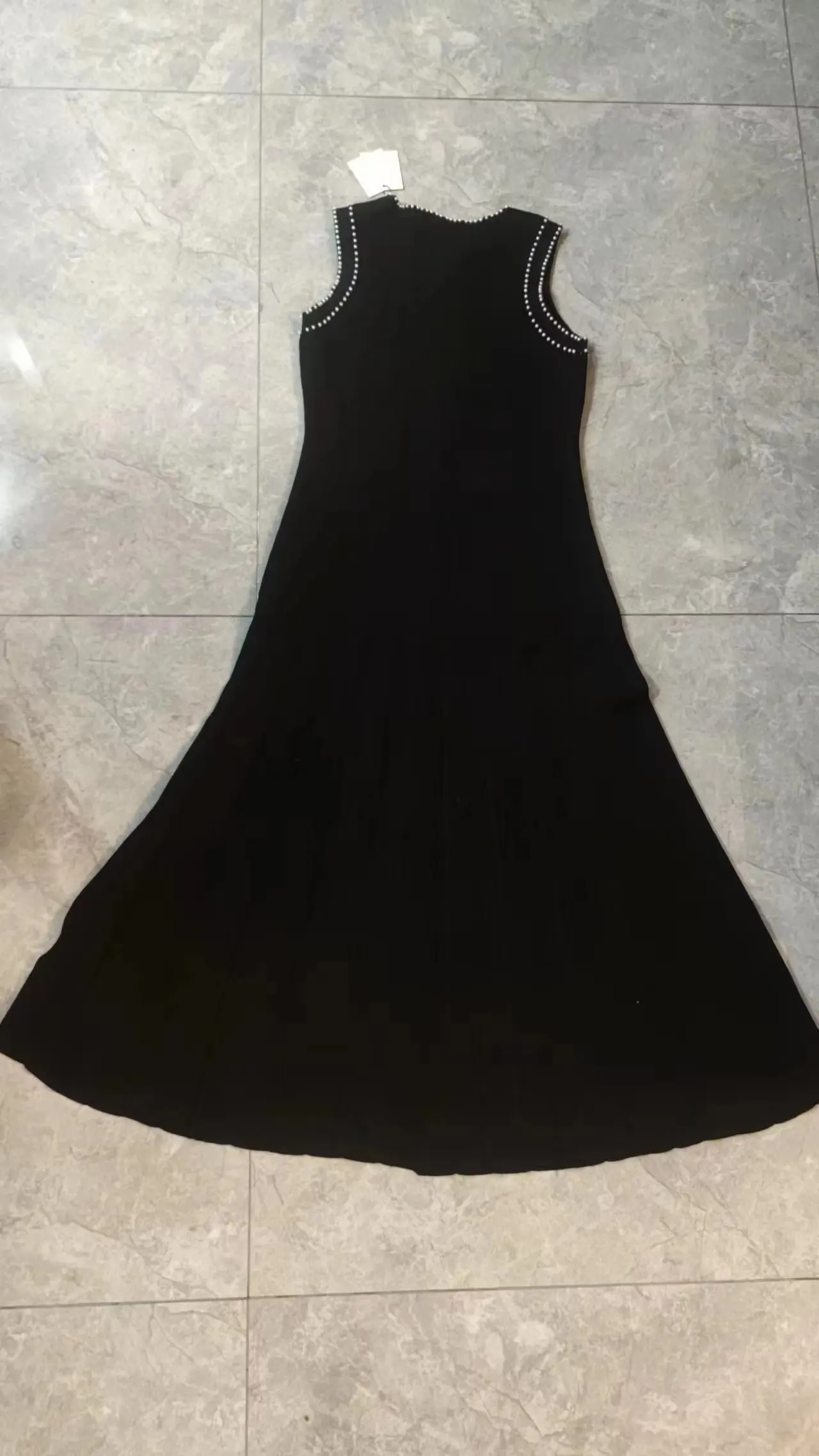 Vestido de punto sin mangas con borde de perlas para mujer, novedad de Primavera/Verano 2024, vestidos largos ajustados 5230445