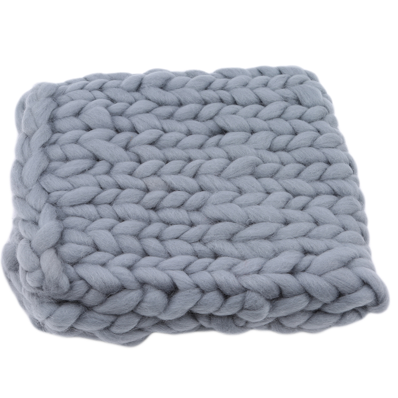 Couverture de bébé en laine tricotée à la main, panier de remplissage en tricot épais, accessoire de photographie pour -né, de: gray