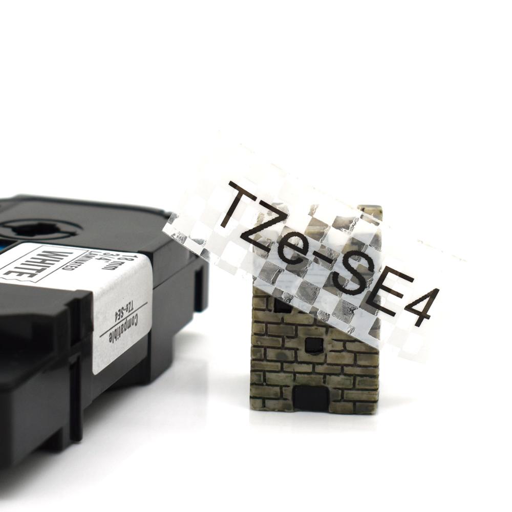 1Pcs Voor TZe-SE3 Tze-SE4 Tze-SE5 Tze-SE2 Security Zwart Op Wit Tze Label Tapes Compatibel Brother P Touch Label Maker