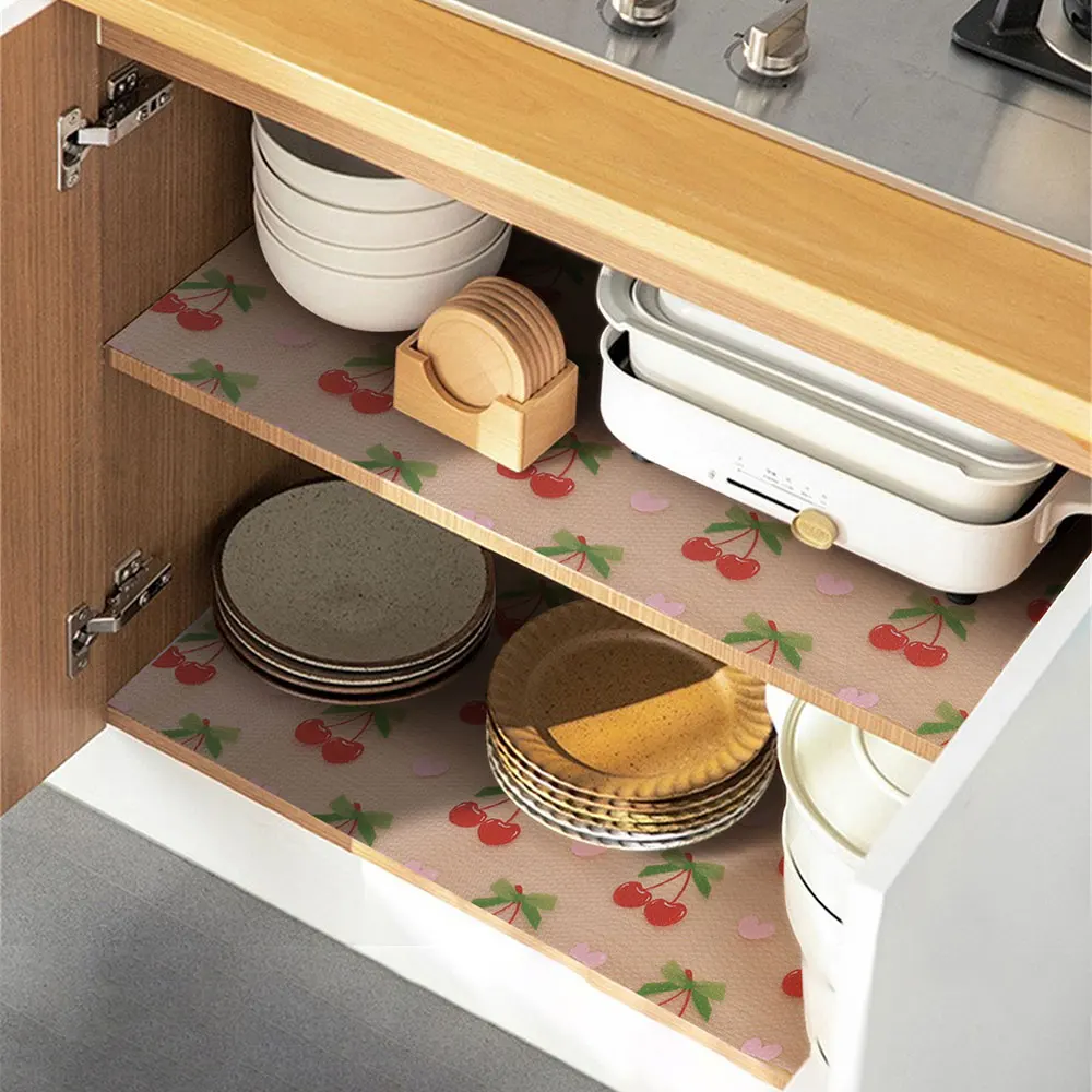 Doublures de tiroir cerise 30x150CM, doublures imperméables et antidérapantes EVA, napperons lavables et anti-poussière, tapis d'armoire de cuisine