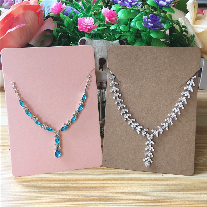 Handmade Kraft Colorful Paper Cardboard for Jewelry Necklace Hand Chain Display Packaging Card 12Pcs/lot 12.5x9cm