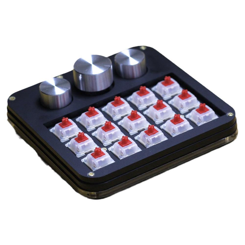 Macro Mechanical Keyboard Kit 3 Encoder 15Key Knob Swappable Keyboard One-handed Mini Keypad Support For QMK VIA Red Switch