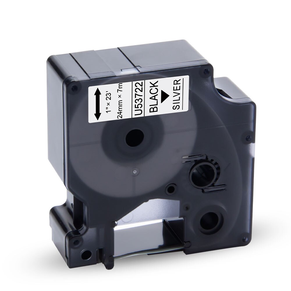 UniPlus 24mm*7m Printer Ribbon for Dymo D1 Label Printer Black on Silver Label Tape Home Office Sticker 53722 for Dymo Labeller