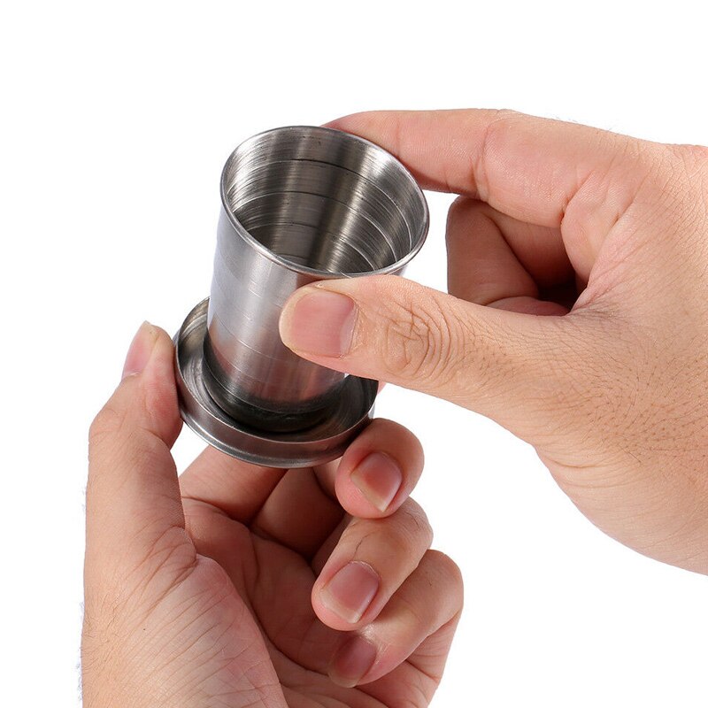 Nieuw 1 Pcs Rvs Intrekbare Cups Outdoor Reizen Folding Inklapbare Cup Telescopische