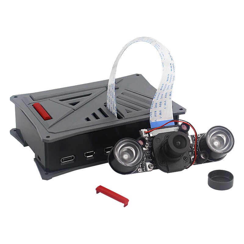 Raspberry Pi 4 Model B ABS Case Silver Gray Plastic Shell Box Optional Dual Cooling Fan SD Card Power Adapter for Raspberry Pi 4