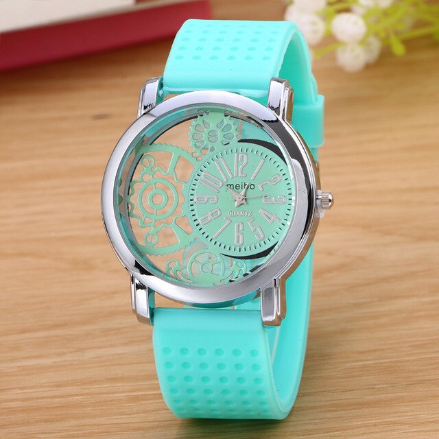 Silicone Rubber Watch Casual women's slim watches Quartz Watch Relogio Feminino Clock: mint Green