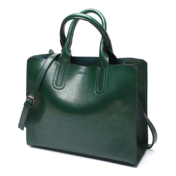 Leder Handtaschen Große Frauen Tasche Casual Weibliche Taschen Stamm Tote Spanisch Schulter Taschen für frauen bolsa feminina: green