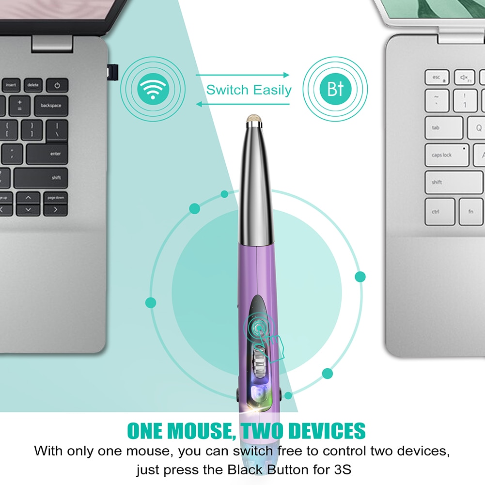 Laptop Computer Ergonomic Mice Silent Wireless Optical Pen Mouse 2.4GHz USB Bluetooth-compatible Air Mouse for PC Tablet