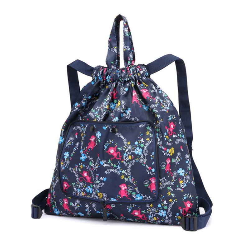 Grote Capaciteit Opvouwbare Koord Rugzak Schouder Wandelen Rugzak Opslag Drawsting Zak Bloem Zakken Vrouwelijke