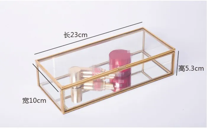Geometry Glass Jewelry Box Accessories desktop makeup mirror Multifunction Storage Display Boxes & Bins