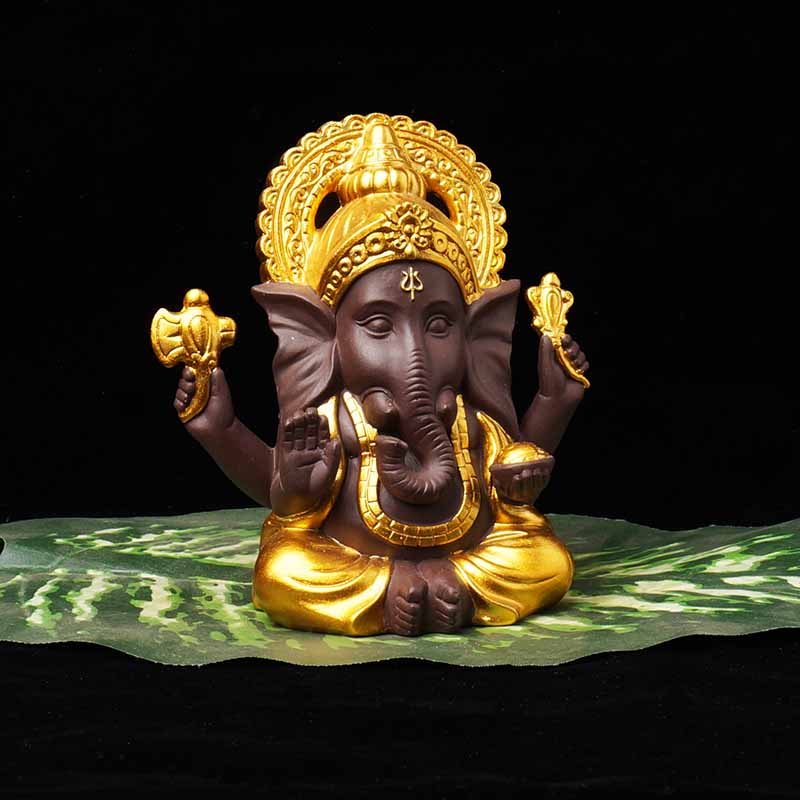 Ganesha serien heminredning buddha statyer figurer keramik dekoration lila sand vit porslin elefant buddha: Ljusgrön