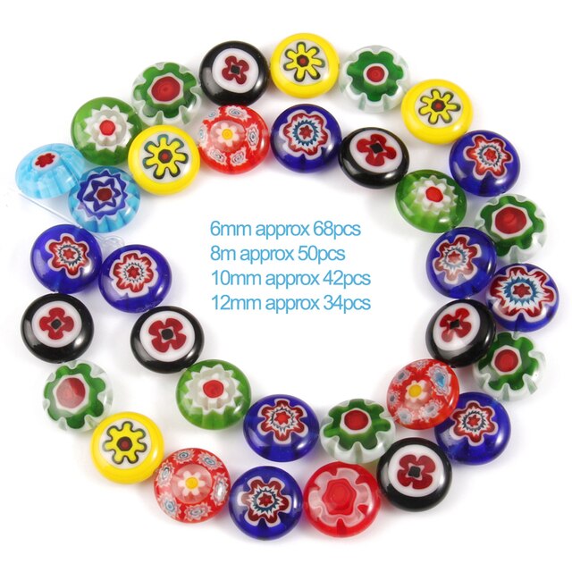 Cuentas de cristal de Murano de flor Millefiori cuadradas mezcladas a la para hacer joyería, collar, pulsera, accesorios DIY 6 8 10mm: YELLOW