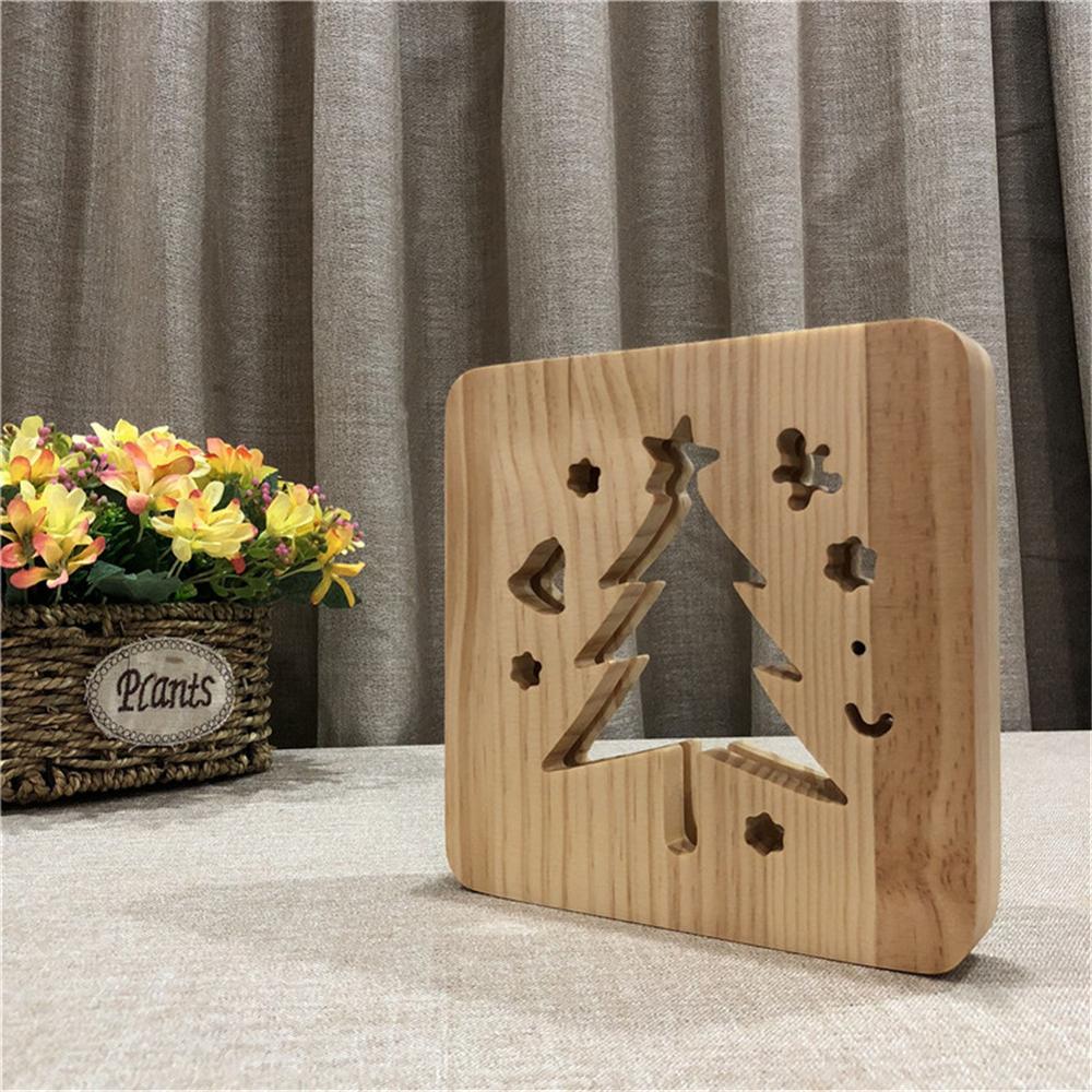 3D Wooden Lamp, LED Table Light USB Power Cartoon Nightlight Desk lamp Home Bedroom Decor Lamp, for Kids Adult