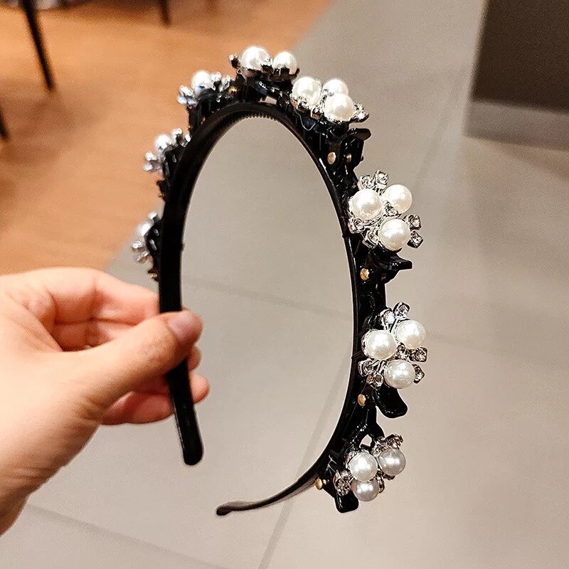 Sort flette hårklemme luftvævet hoved bøjle stylingværktøj mænd kvinder sport pandebånd dobbelt pandehår frisure make up hårnåle: 3