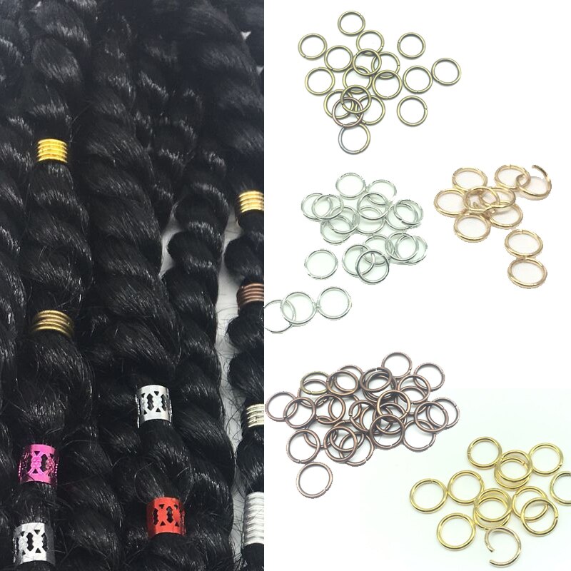 50 stk perle flette hår tilbehør perler 10mm 12mm or 14mm gull hår flette dreadlock perle mansjett klips flette bøyle sirkel blyfri