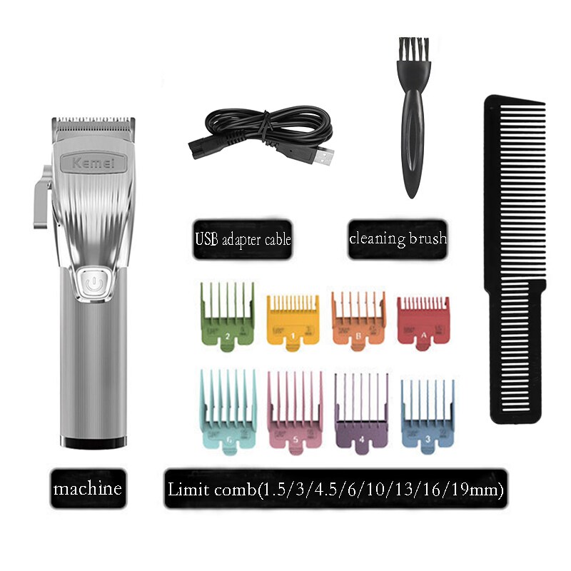 Rechargeable 100-240v hair trimmer men barber shop fading blending electric hair clipper cordless hair cutting tool