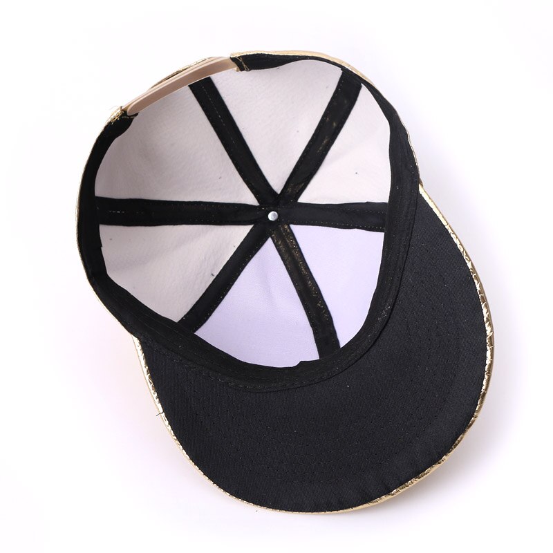 Sommer hatte baseball kasket kvinde mand far hat forår skinnende gylden sølv læder hip hop kasketter justerbar farve snapback sort