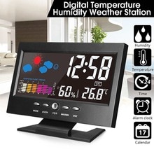 Lcd Weerstation Thermometer Lcd-kleurenscherm Indoor Temperatuur Vochtigheid Kalender Vochtigheid/Weer/Snooze Wekker
