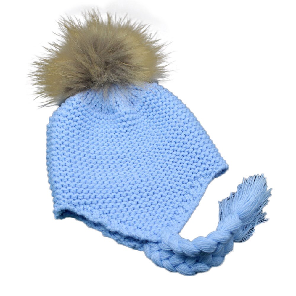 Småbørn baby høreværn strikket varm vinter spædbarn dreng pige hue hat: Blå