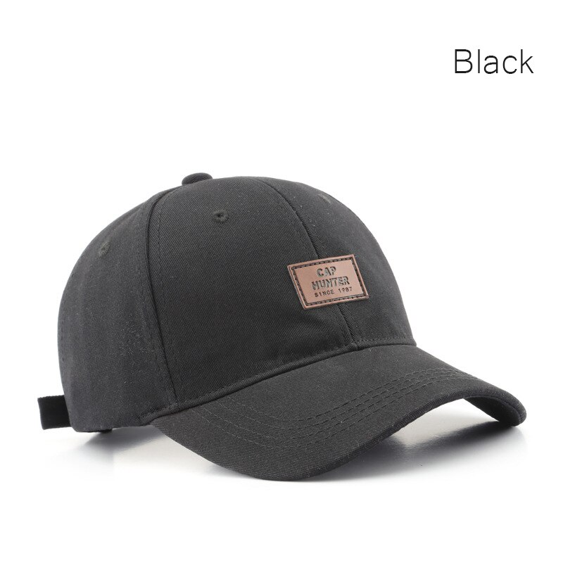 Sleckton Retro Baseball Cap Voor Mannen En Vrouwen Zomer Vizieren Zon Caps Mode Snapback Hoed Pu Lederen Patch Vader Hoeden unisex: Black