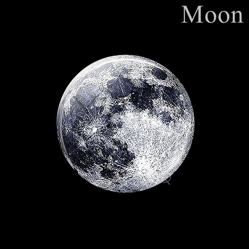 50MM Eight Planets Fridge Magnet Full Moon Earth Solar System Planet Universe Galaxy Nebula Star Refrigerator Magnets Home Decor: Moon