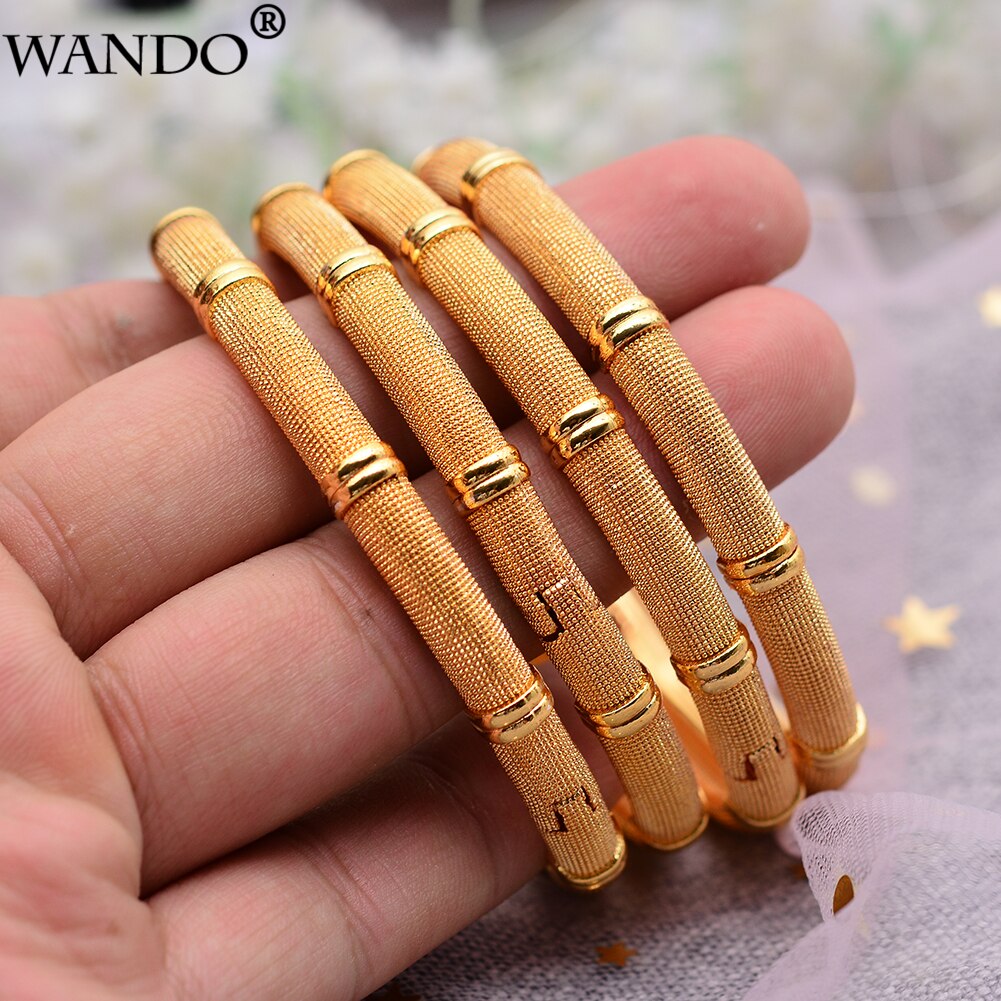 WANDO 4 piezas nueva dama lujo oro Color joyería brazaletes etíope mujeres africanas Dubai pulsera boda