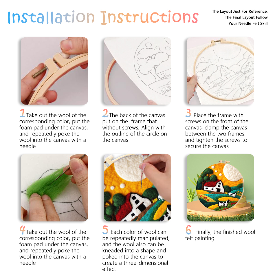 CHENISTORY-Kits de pintura de fieltro con aguja para principiantes, Kit de iniciación de fieltro con aguja de lana DIY, paisaje de montaña, decoración del hogar, arte artesanal