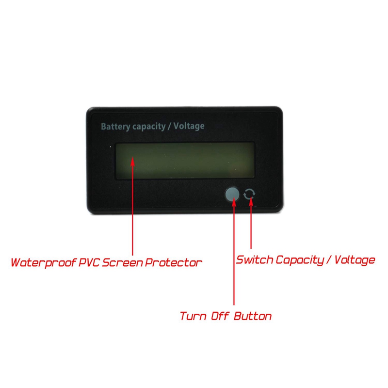 Medidor de batería 12V 24V 36V 48V, indicador de voltaje de capacidad de batería, Monitor de descarga de carga de batería de plomo-ácido y Ion Litio, f