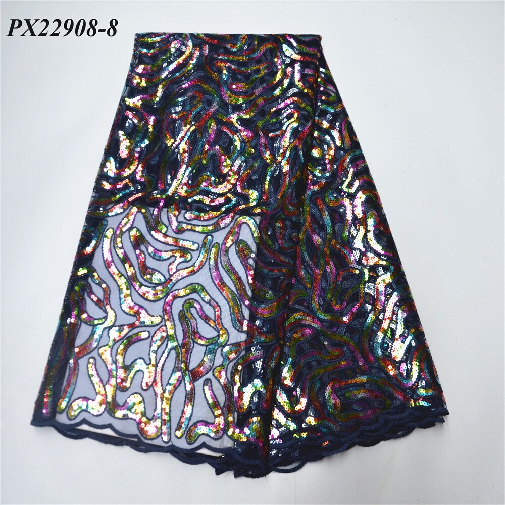 Tela de encaje francés transparente, de Rayas de lentejuelas bordadas, falda bonita, estilo africano: 8