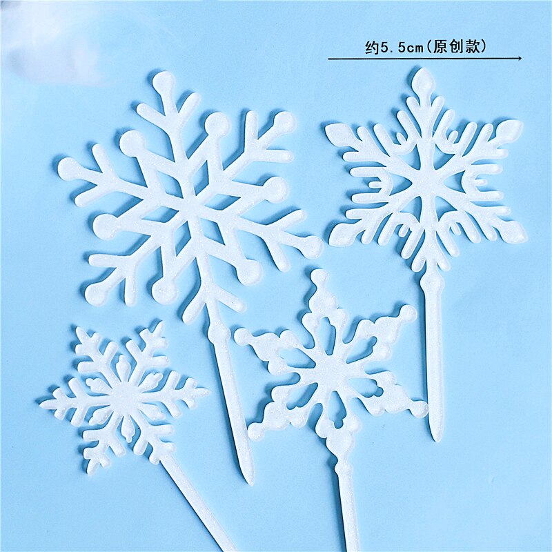 yarn Christmas Tree Elk Snowflake Cake Topper for Birthday Party Decor Star Baking Supplies Dessert: 4pc set A