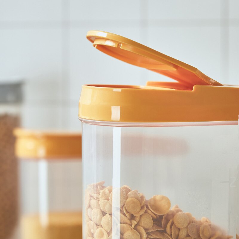 Matoppbevaringsboks klar beholdersett med hellelokk kjøkken matte forseglet snacks tørket frukt korn tank oppbevaring frokostblanding boks