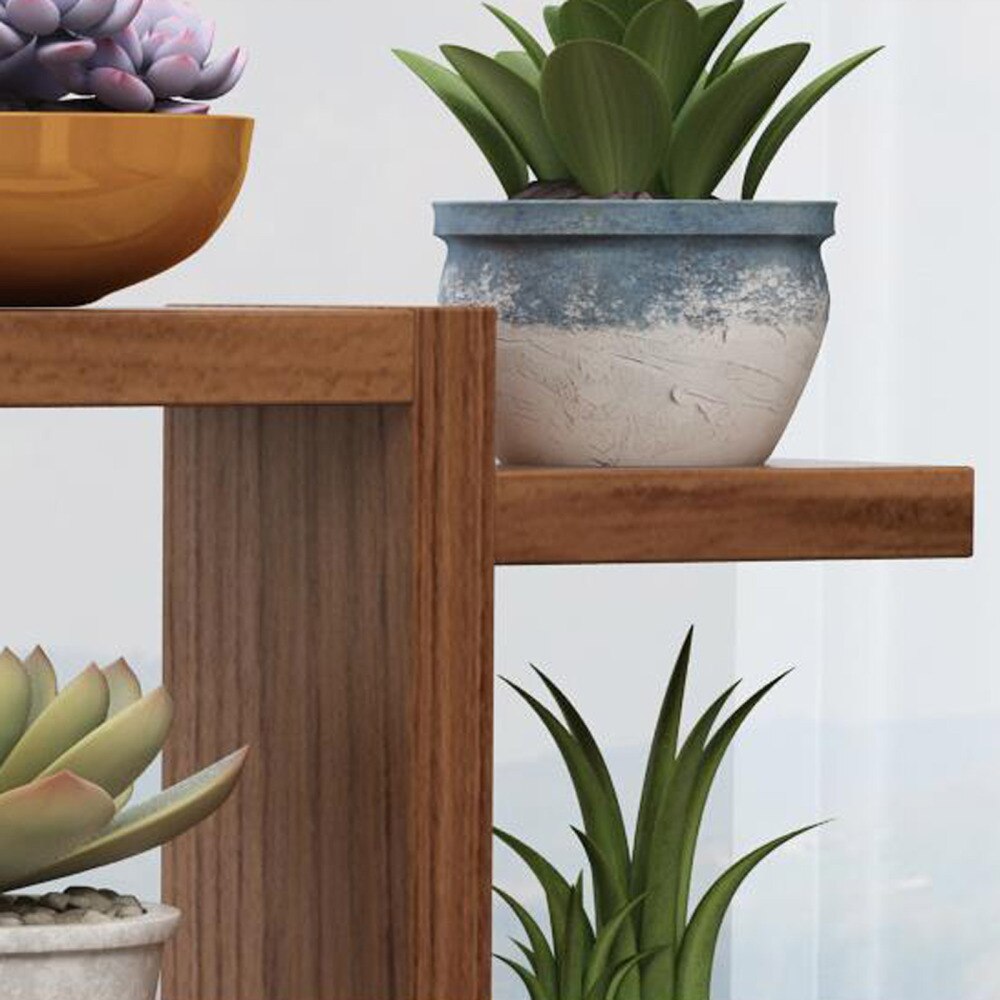 Rack Shelf Flower Display Stand Simple Indoor Organizer Bonsai Desk Balcony Garden Wooden Plant Shelves