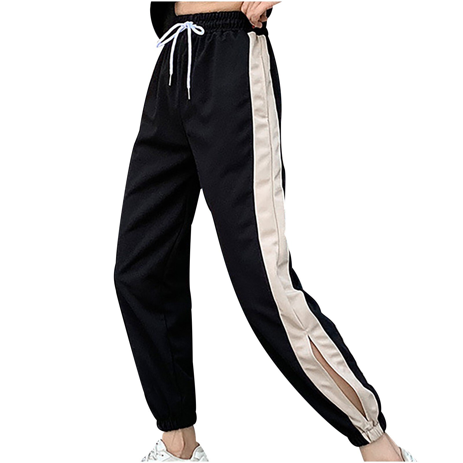 Women Sports Pants Casual Jogging Loose Bottoms Long Sports Fitness Trousers Gym Running Pants Спортивные Штаны @40: L / BK