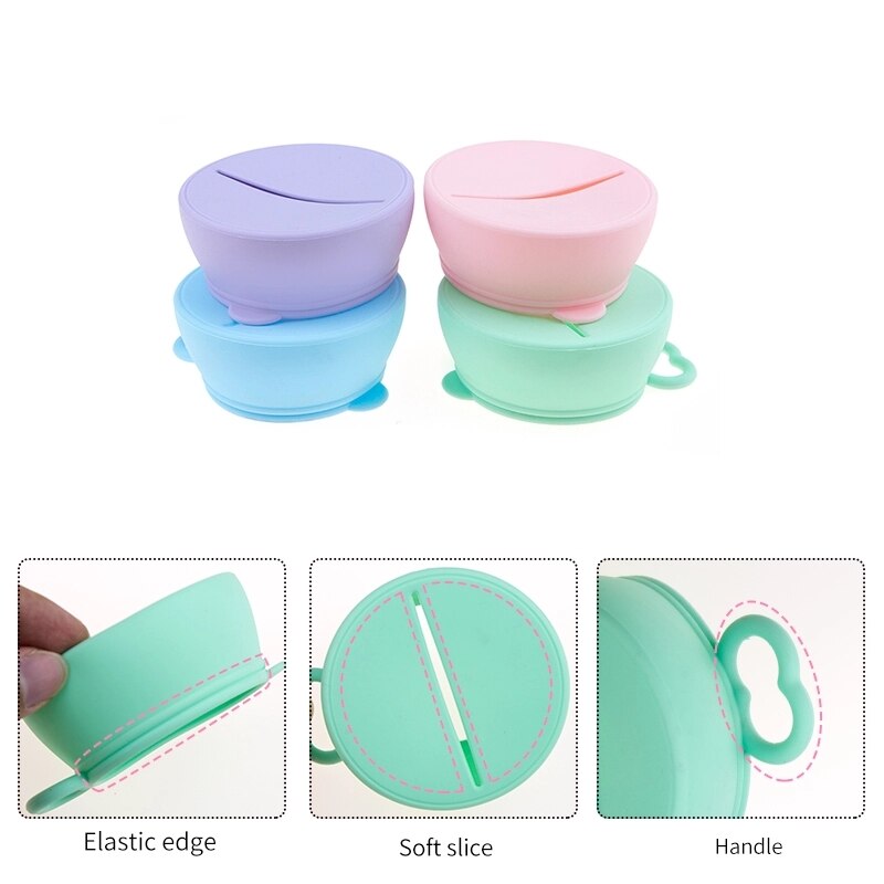Silicone Spill-proof Lids Cover Baby Snack Cup Lid Elastic Food Grade Silicone BPA Free Soft Material Eco-friendly