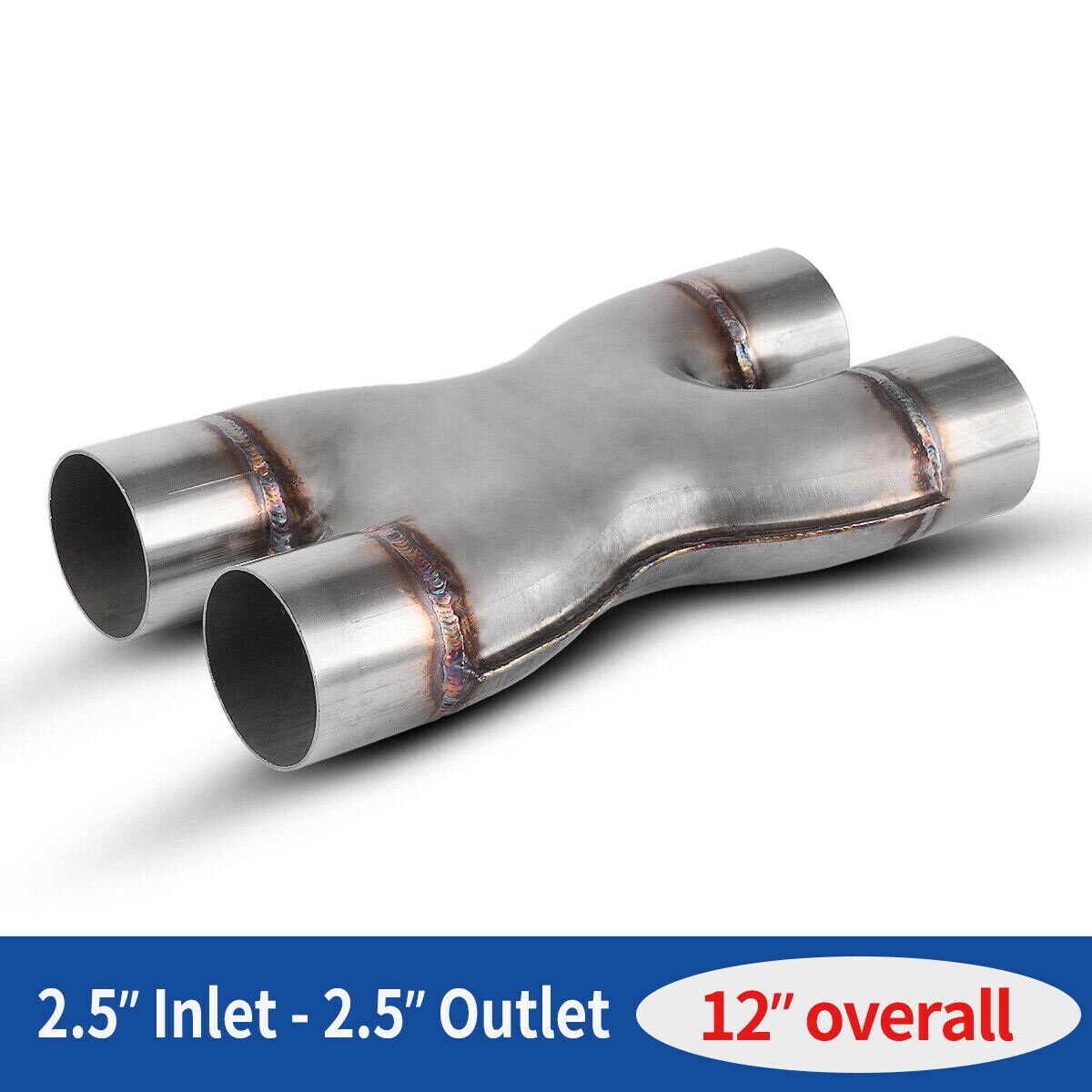 Dual 2.5" X Pipe Universal Stainless Steel Stamped Crossover Exhaust Tail Pipe