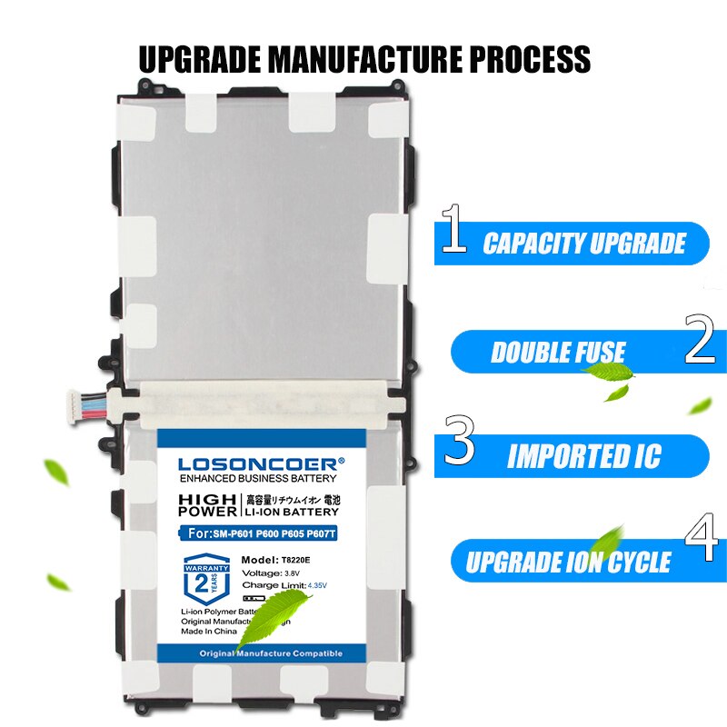 LOSONCOER T8220E 11500mAh Battery for Samsung GALAXY Note 10.1 Tab Pro 10.1 P600 P601 P605 SM-P607 SM-T520 SM-T525 Batteries