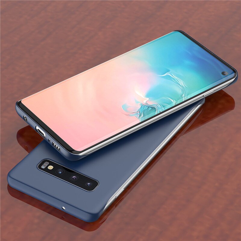 USLION Rahmenlose Telefon Fall Für Samsung Galaxy Note 10 Pro 9 S9 S10 Plus Candy Farbe Fall Ultra Slim Matte harte PC Zurück Abdeckung: For Samsung S10 Plus / Marineblau