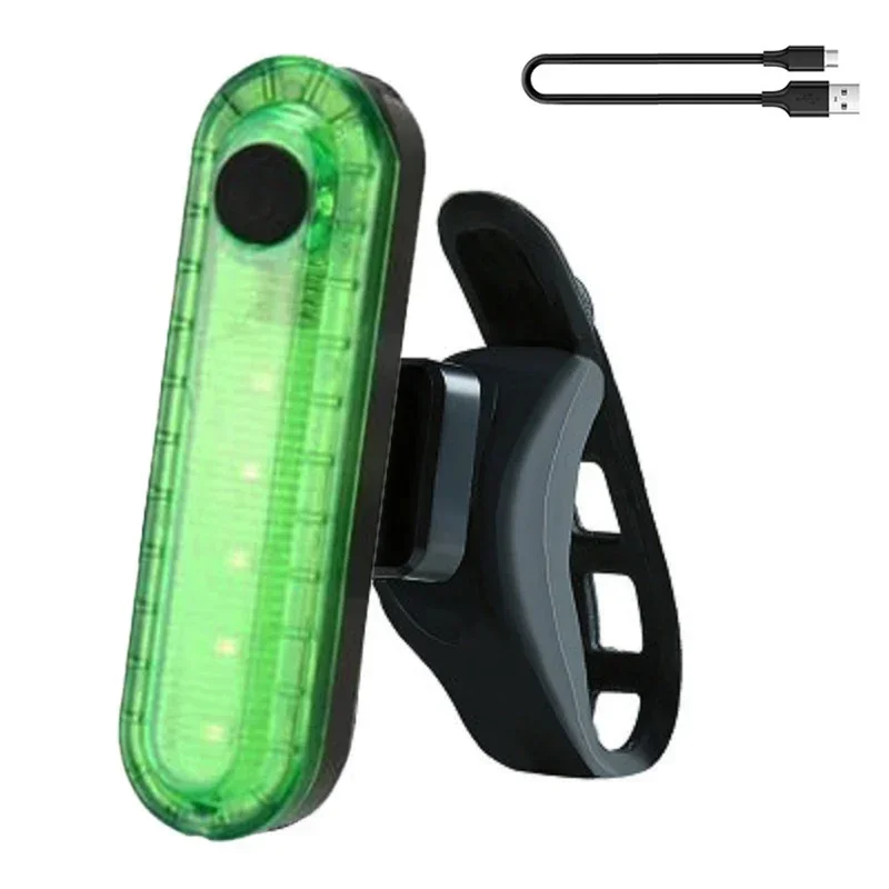 Luz trasera delantera para bicicleta, luz LED para bicicleta, faro con carga USB, luz trasera duradera para ciclismo, lámpara para bicicleta, accesorios para bicicleta: Verde