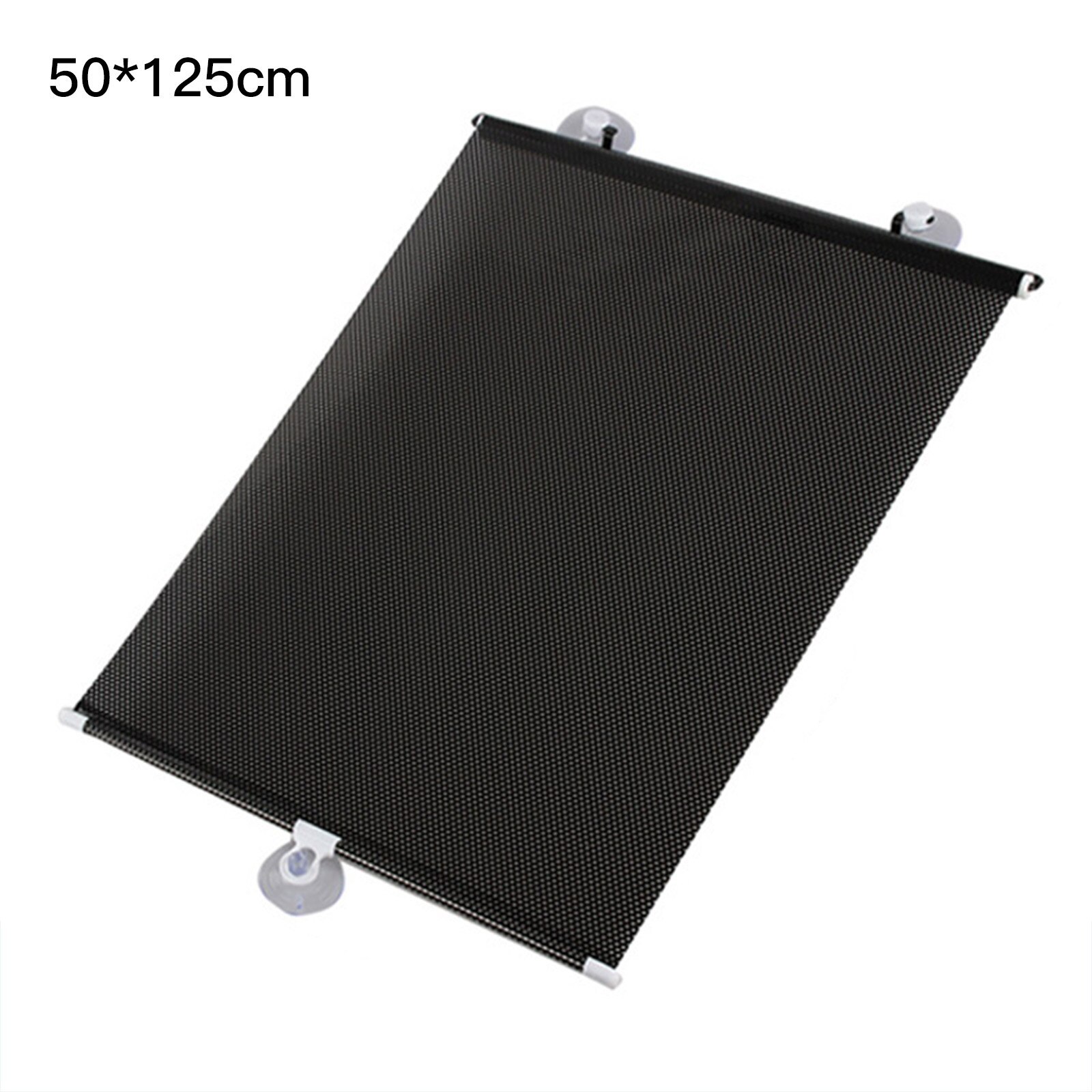 Anti-UV Protection Car Front Window Sunshade Automatic 50*125cm Heat PVC Gray/Black Universal Easy Installation: Black 50 x 125cm